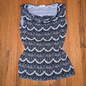 Tahari Elegant Black and White Lace Top